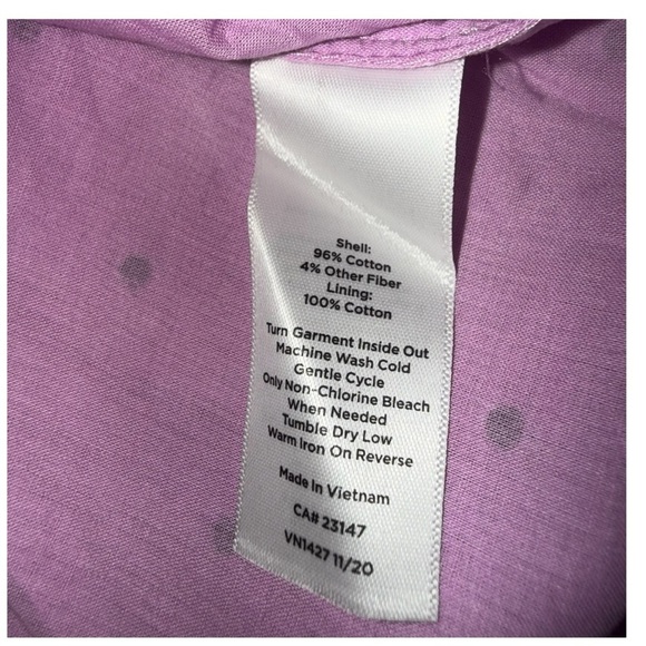 TALBOTS CLIP DOT COLLARED POPOVER - VIBRANT FLORAL 1X Purple/Navy Dots - Picture 12 of 13